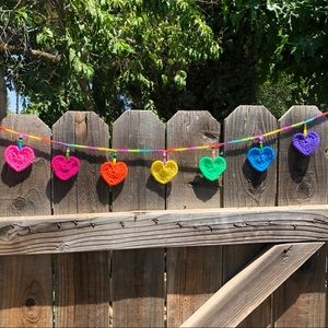 🎉Host Pick🎉🌈Handmade Crochet Neon Rainbow Heart Garland 💖
